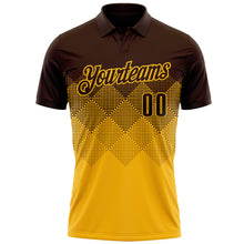 Load image into Gallery viewer, Custom Brown Gold 3D Gradient Square Shape Performance Polo Shirt
