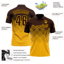Load image into Gallery viewer, Custom Brown Gold 3D Gradient Square Shape Performance Polo Shirt
