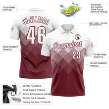 Load image into Gallery viewer, Custom White Burgundy 3D Gradient Square Shape Performance Polo Shirt
