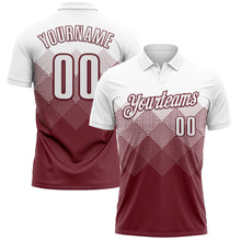 Load image into Gallery viewer, Custom White Burgundy 3D Gradient Square Shape Performance Polo Shirt
