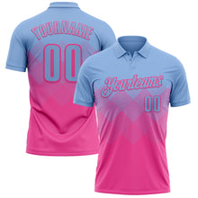Load image into Gallery viewer, Custom Light Blue Pink 3D Gradient Square Shape Performance Polo Shirt
