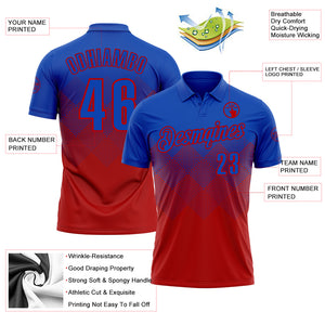 Custom Thunder Blue Red 3D Gradient Square Shape Performance Polo Shirt