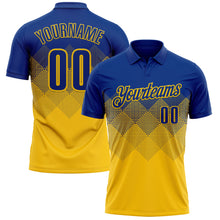 Load image into Gallery viewer, Custom Royal Yellow 3D Gradient Square Shape Performance Polo Shirt
