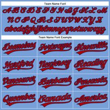 Load image into Gallery viewer, Custom Powder Blue Red-Navy Authentic Baseball Jersey
