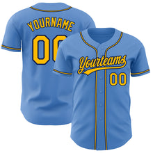 Load image into Gallery viewer, Custom Powder Blue Yellow-Navy Authentic Baseball Jersey
