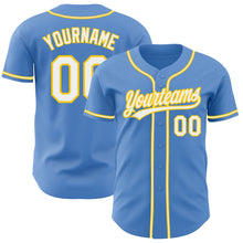 Load image into Gallery viewer, Custom Powder Blue White-Yellow Authentic Baseball Jersey
