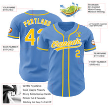 Load image into Gallery viewer, Custom Powder Blue Yellow-White Authentic Baseball Jersey
