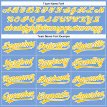 Load image into Gallery viewer, Custom Powder Blue Yellow-White Authentic Baseball Jersey
