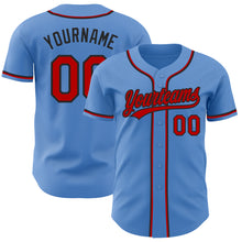 Load image into Gallery viewer, Custom Powder Blue Red-Black Authentic Baseball Jersey
