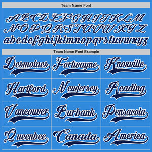 Custom Sky Blue Navy-White Hockey Lace Neck Jersey