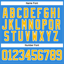 Load image into Gallery viewer, Custom Sky Blue Gold-White Hockey Lace Neck Jersey
