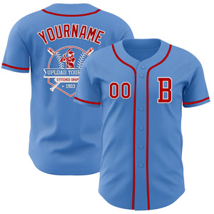 Custom Powder Blue Red-White Authentic Baseball Jersey