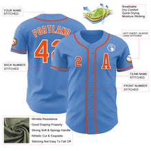 Load image into Gallery viewer, Custom Powder Blue Orange-White Authentic Baseball Jersey
