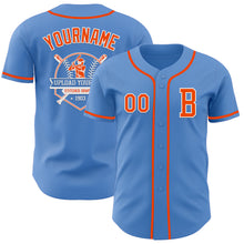 Load image into Gallery viewer, Custom Powder Blue Orange-White Authentic Baseball Jersey
