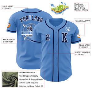 Custom Powder Blue Navy-White Authentic Baseball Jersey