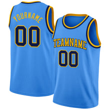 Load image into Gallery viewer, Custom Powder Blue Navy-Gold Authentic Basketball Jerse
