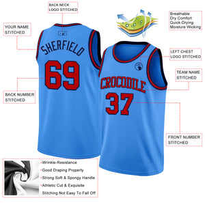 Custom Powder Blue Red-Navy Authentic Basketball Jerse