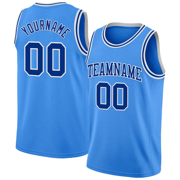 Custom Powder Blue Royal-White Authentic Basketball Jerse