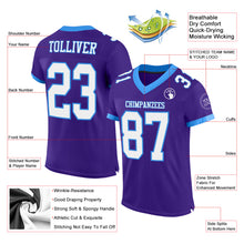 Load image into Gallery viewer, Custom Purple White-Electric Blue Mesh Authentic Football Jersey
