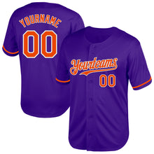 Load image into Gallery viewer, Custom Purple Orange-White Mesh Authentic Throwback Baseball Jersey
