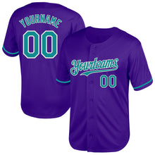Load image into Gallery viewer, Custom Purple Teal-White Mesh Authentic Throwback Baseball Jersey
