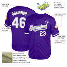 Load image into Gallery viewer, Custom Purple White-Gray Mesh Authentic Throwback Baseball Jersey
