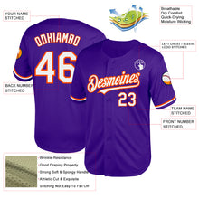 Load image into Gallery viewer, Custom Purple White-Orange Mesh Authentic Throwback Baseball Jersey
