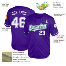 Load image into Gallery viewer, Custom Purple White-Kelly Green Mesh Authentic Throwback Baseball Jersey
