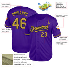 Load image into Gallery viewer, Custom Purple Old Gold-Black Mesh Authentic Throwback Baseball Jersey
