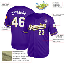 Load image into Gallery viewer, Custom Purple Old Gold-Black Mesh Authentic Throwback Baseball Jersey
