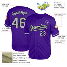 Load image into Gallery viewer, Custom Purple Gray-Black Mesh Authentic Throwback Baseball Jersey
