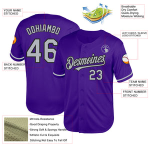 Custom Purple Gray-Black Mesh Authentic Throwback Baseball Jersey