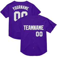 Load image into Gallery viewer, Custom Purple White-Gray Mesh Authentic Throwback Baseball Jersey
