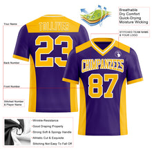 Load image into Gallery viewer, Custom Purple Gold-White Authentic Football Jersey
