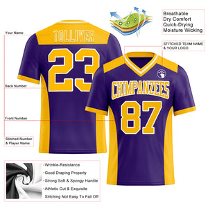 Custom Purple Gold-White Authentic Football Jersey