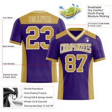 Load image into Gallery viewer, Custom Purple Old Gold-White Authentic Football Jersey
