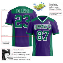 Load image into Gallery viewer, Custom Purple Kelly Green-White Authentic Football Jersey
