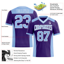 Load image into Gallery viewer, Custom Purple Light Blue-White Authentic Football Jersey
