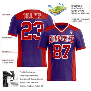 Custom Purple Red-White Authentic Football Jersey