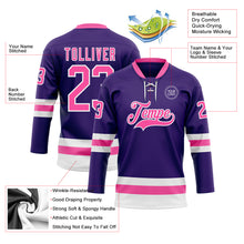 Load image into Gallery viewer, Custom Purple Pink-White Hockey Lace Neck Jersey
