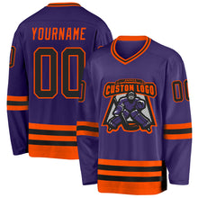 Load image into Gallery viewer, Custom Purple Black-Orange Hockey Jersey
