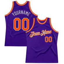 Load image into Gallery viewer, Custom Purple Orange-Gray Authentic Throwback Basketball Jersey
