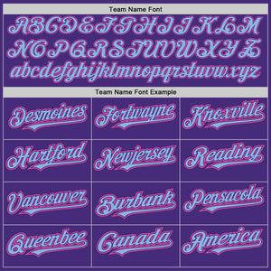 Custom Purple Light Blue-Pink Authentic Raglan Sleeves Baseball Jersey