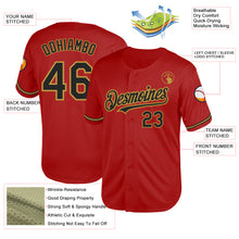 Load image into Gallery viewer, Custom Red Black-Old Gold Mesh Authentic Throwback Baseball Jersey
