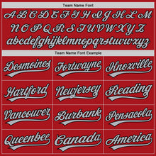 Load image into Gallery viewer, Custom Red Gray Pinstripe Black Authentic Baseball Jersey
