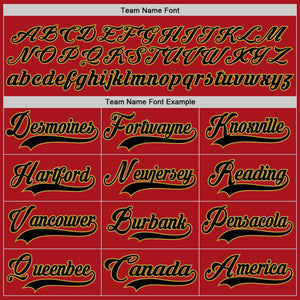 Custom Red Black-Old Gold Hockey Lace Neck Jersey