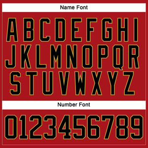 Custom Red Black-Old Gold Hockey Lace Neck Jersey