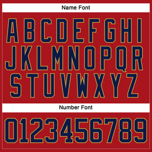 Custom Red Navy-Old Gold Hockey Lace Neck Jersey