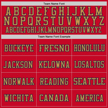 Load image into Gallery viewer, Custom Red Navy-Old Gold Mesh Authentic Throwback Football Jersey
