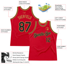 Load image into Gallery viewer, Custom Red Black-Old Gold Authentic Throwback Basketball Jersey
